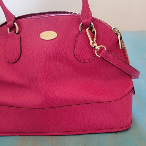 COACH 33909‎ CORA DOMED LEATHER SATCHEL Crossbody Shoulder bag Handbag BERRY - Picture 1 of 8